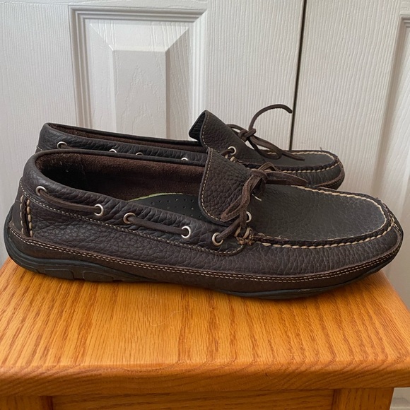 L.L. Bean Dark Brown Pebbled Leather Driving Moccasins SZ 10 1/2 EE EXTRA WIDE - Picture 2 of 8